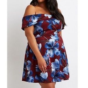 Charlotte Russe Plus Size Floral Dress - Burgandy